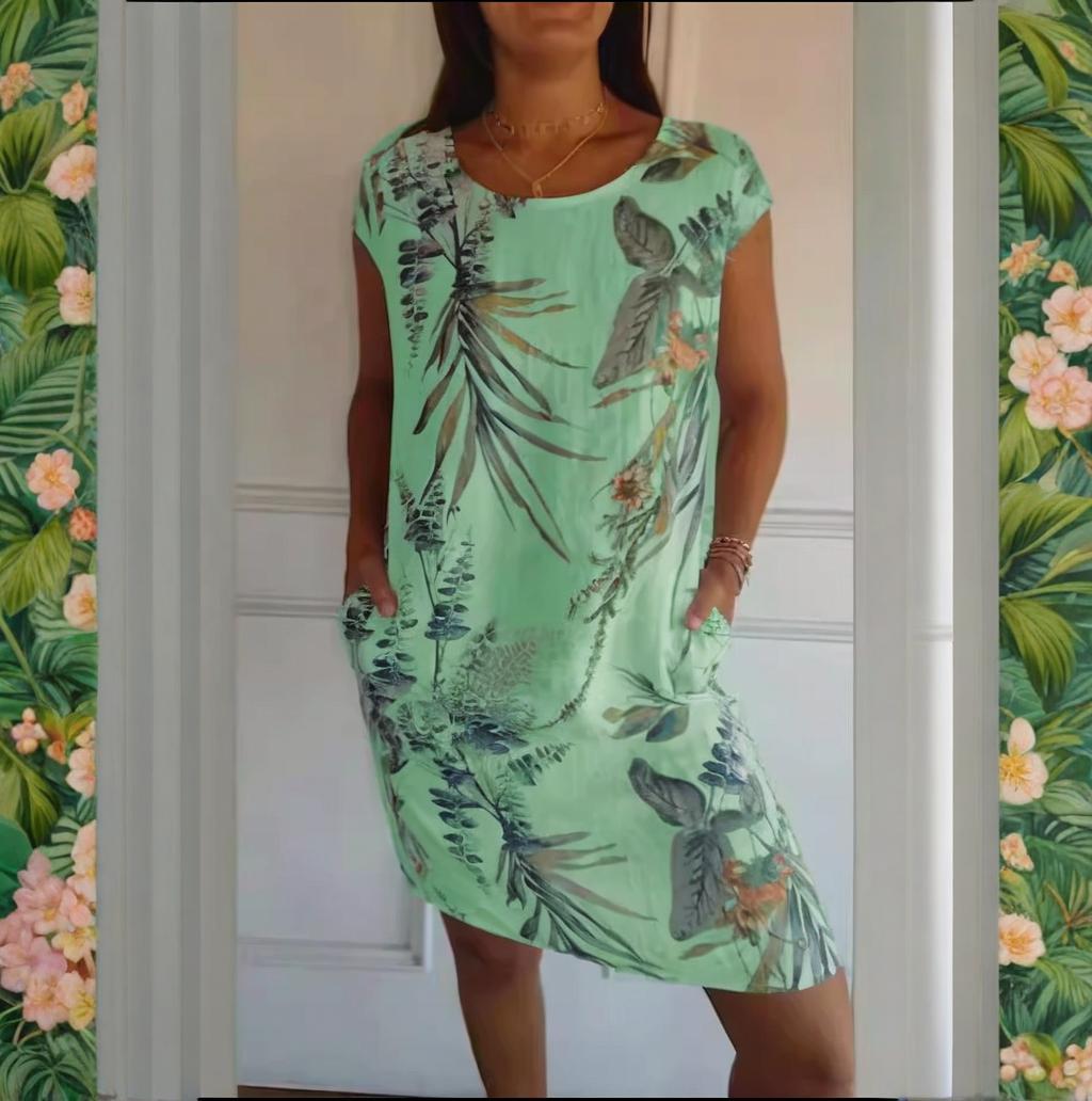 Luvirae | Women’s Printed Shift Dress with short sleeves and side holders
