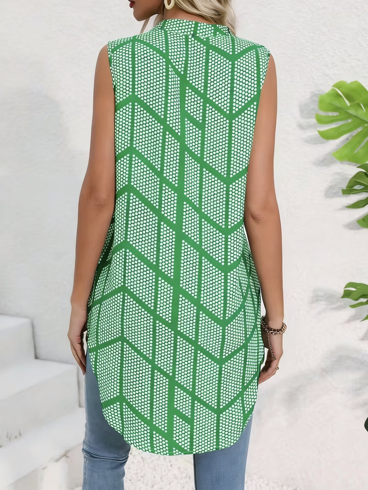 Liora | Women’s Sleeveless Top with Geometric Printed Motif