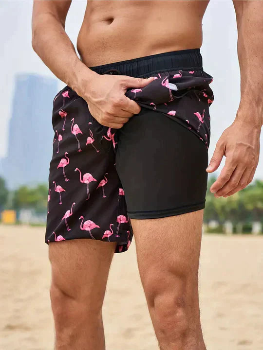 Kairos | Men’s Swim Shorts with tropical artwork