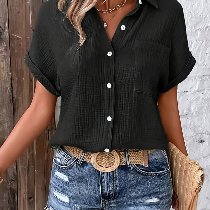 Mirevyn | Women’s Button-Up Shirt with short sleeves and chest compartment