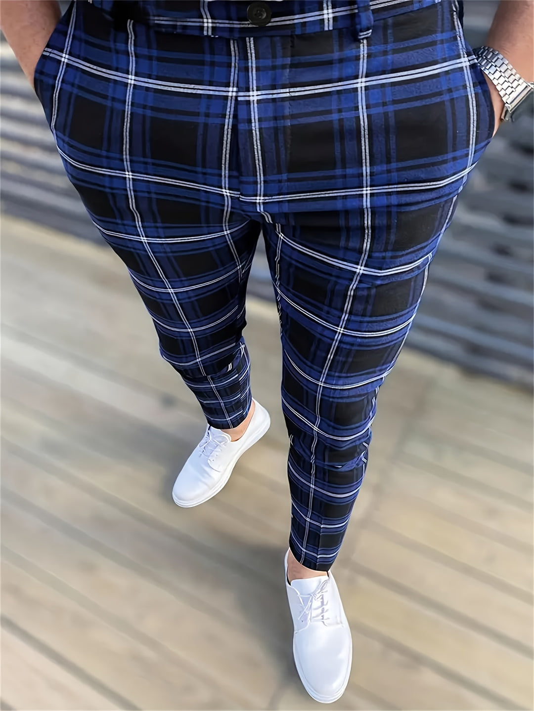 Kelvorn | Men’s Checked Trousers with tapered fit and modern frame