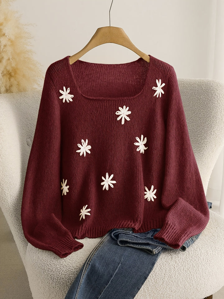 Solvienne | Women’s Jumper with floral elements and laid-back form