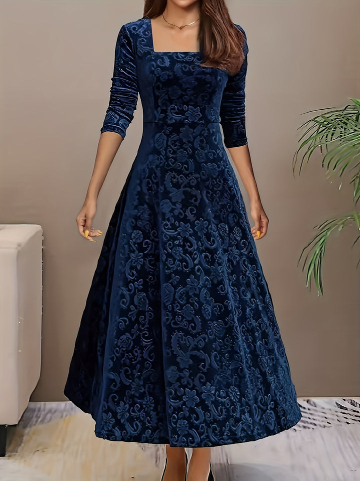 Elarisse | Women’s Midi Dress with square neckline and elegant drape