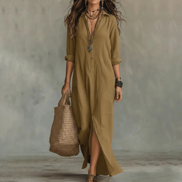 Anniva | Women’s Shirt Dress featuring a Front Slit