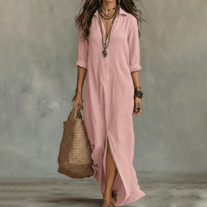 Anniva | Women’s Shirt Dress featuring a Front Slit