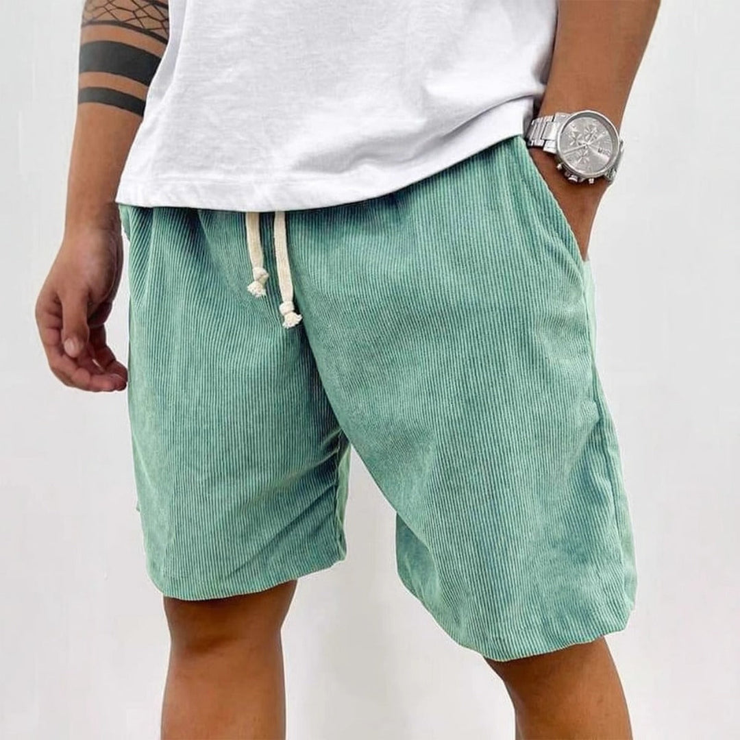 Thorne | Men’s Drawstring Shorts with striped texture