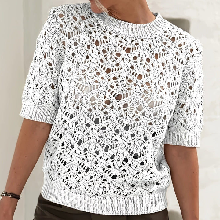 Zerelle | Women’s Short Sleeve Top with subtle open detailing throughout