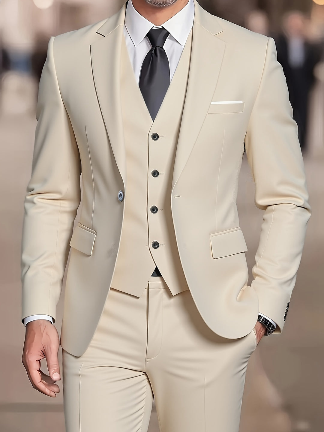 Valmor | Men’s Three-Piece Suit featuring a refined trim outline