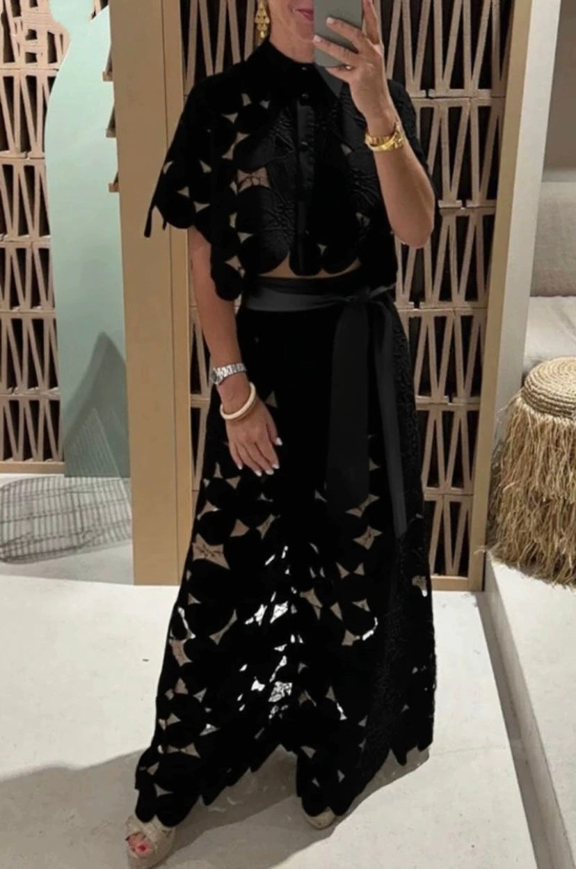 Avelisse | Women’s Two-Piece Set featuring cropped top and wide-leg trousers