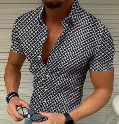 Cavro | Men’s Slim Fit Shirt featuring Micro Pattern