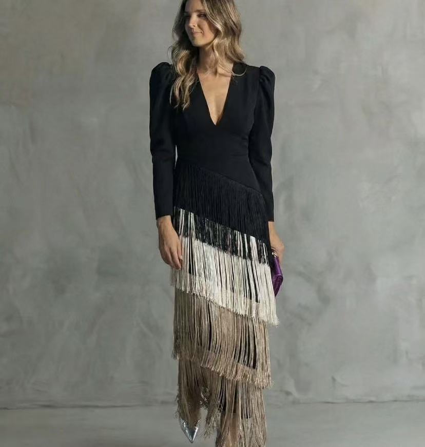 Mariselle | Women’s Fringe Midi Dress for Formal Occasion Look