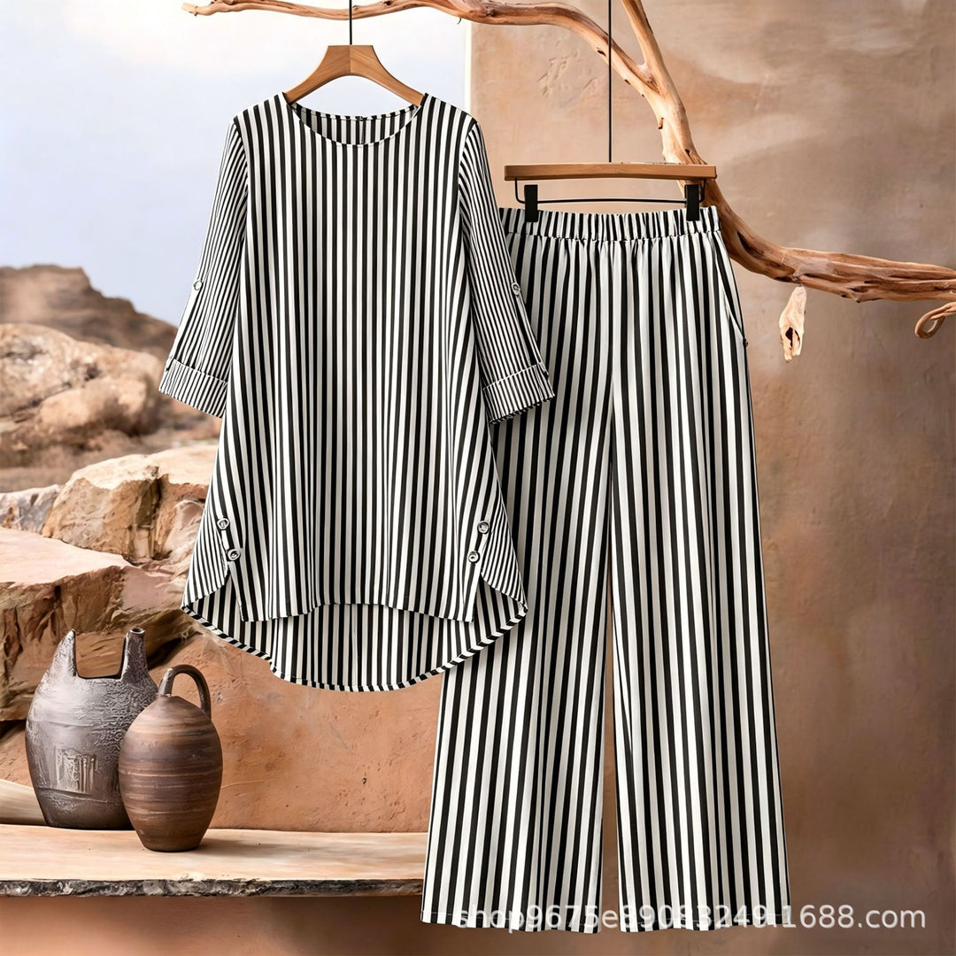 Solmira | Women’s Two-Piece Set with Floral Wide-Leg Pants