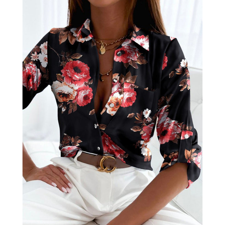 Lorena | Women’s Printed Button Up Shirt with Relaxed Collar Detail
