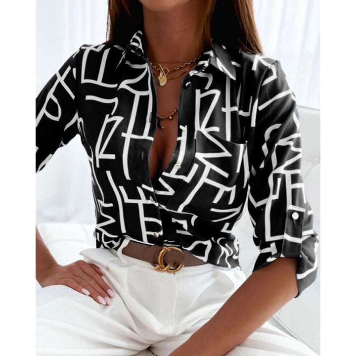 Lorena | Women’s Printed Button Up Shirt with Relaxed Collar Detail
