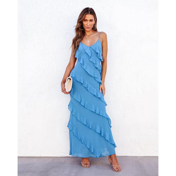 Elvanna | Women’s Maxi Dress with Ruffle Detail and Slim Fit
