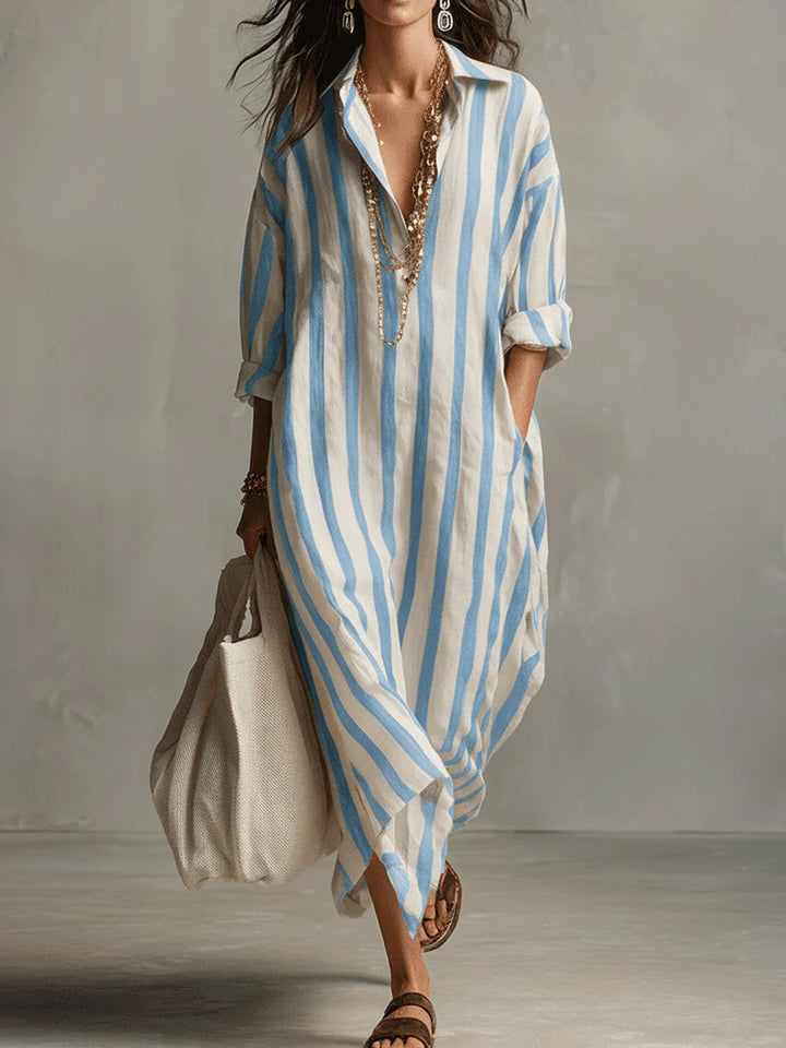 Maren | Women’s Shirt Dress featuring Vertical Stripes