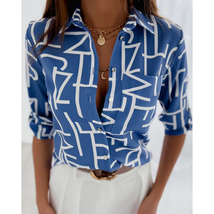 Lorena | Women’s Printed Button Up Shirt with Relaxed Collar Detail