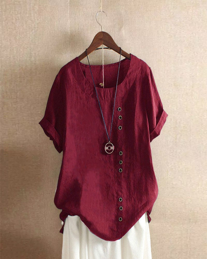 Mireya | Women’s Button Detail Top with Relaxed Form