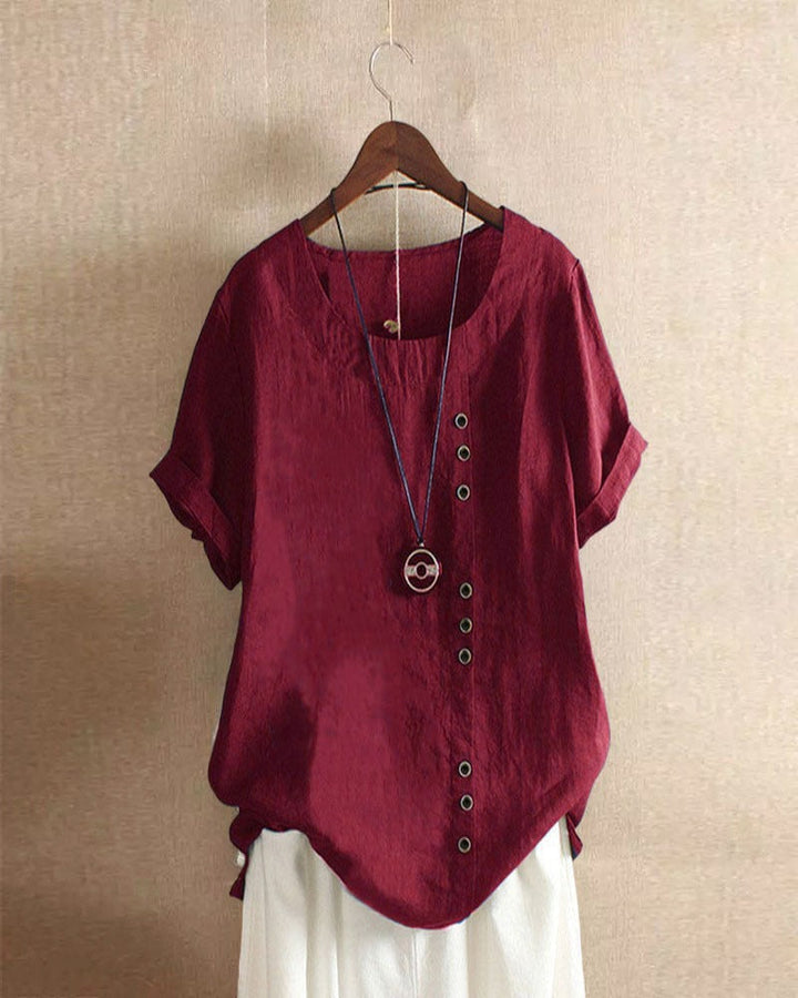 Mireya | Women’s Button Detail Top with Relaxed Form