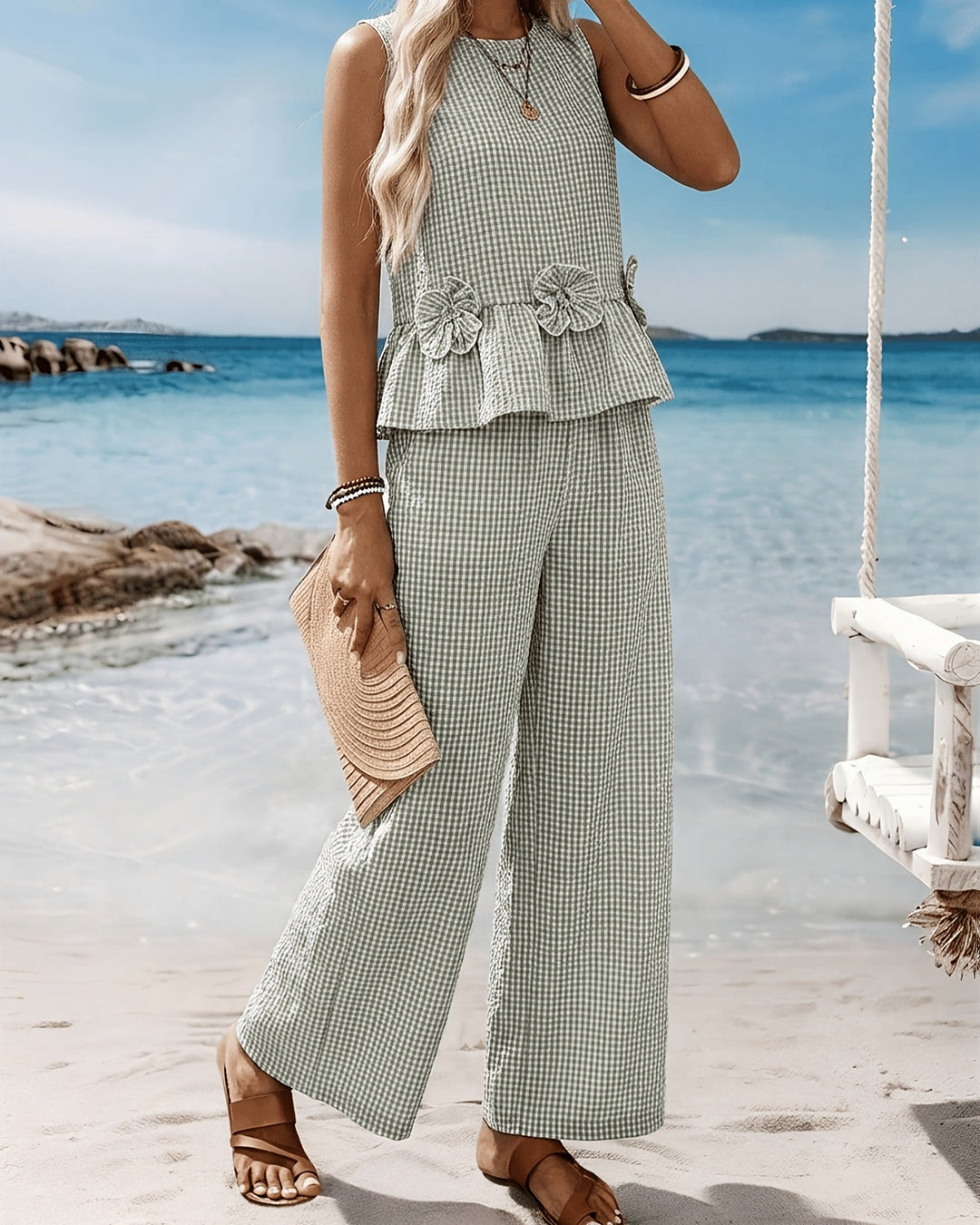 Marivelle | Women’s Two-Piece Set with floral waist ornament