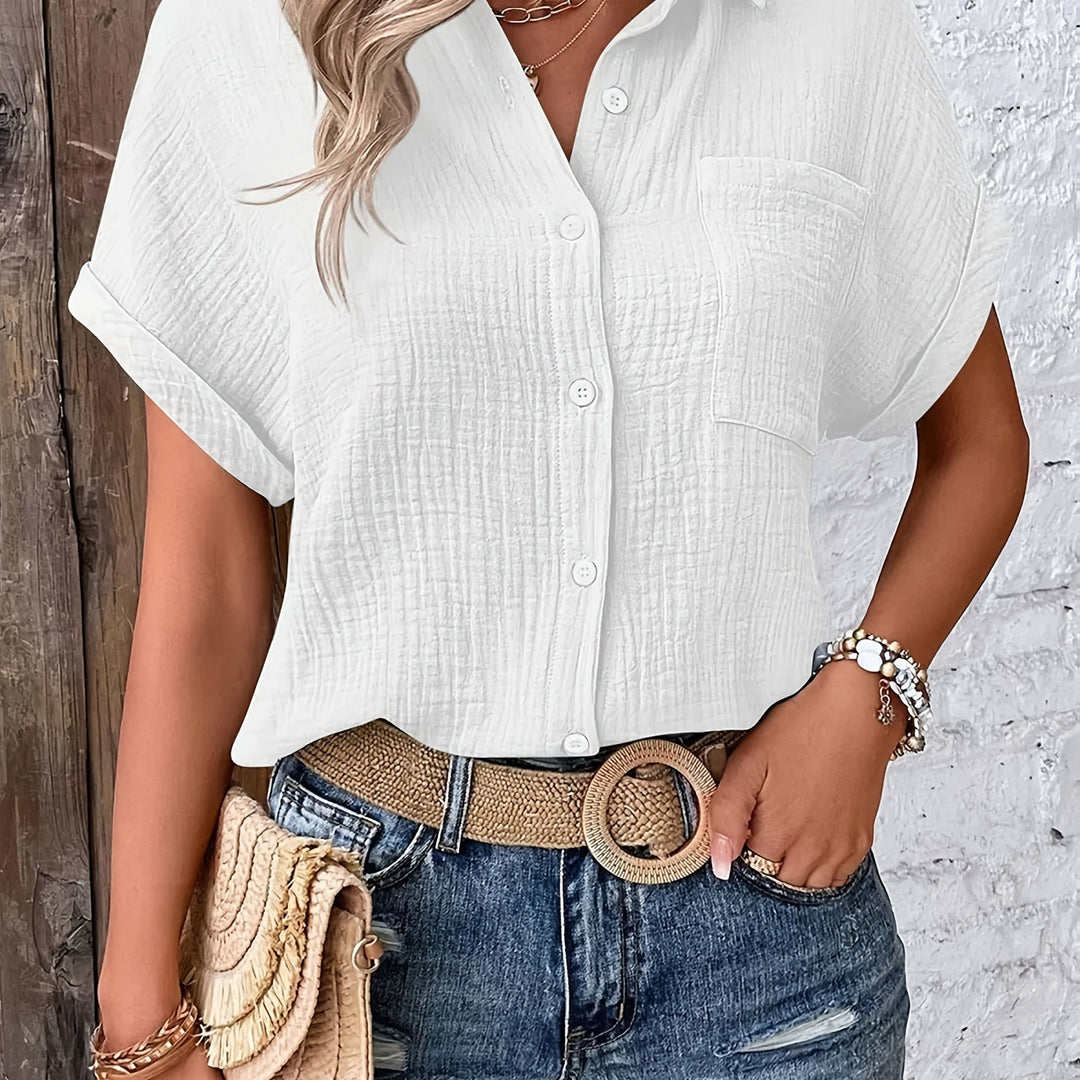 Mirevyn | Women’s Button-Up Shirt with short sleeves and chest compartment