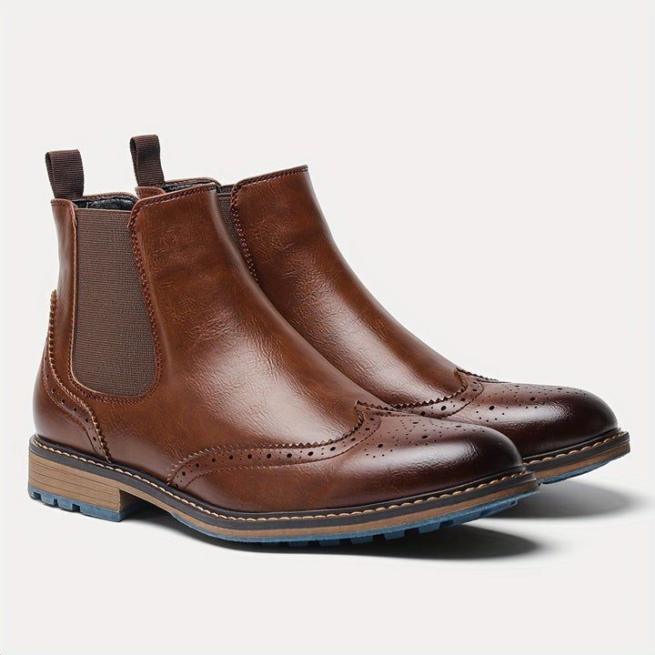 Eryndel | Men’s Classic Slip-on Boots with perforated toe styling concept