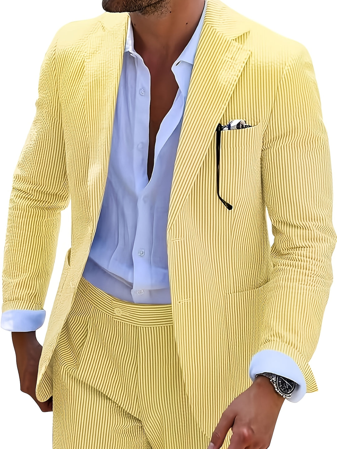 Seravon | Men’s Striped Suit with tailored fit and modern outer form