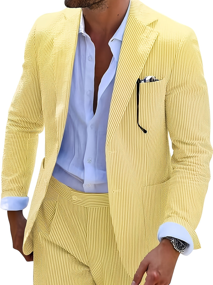 Seravon | Men’s Striped Suit with tailored fit and modern outer form