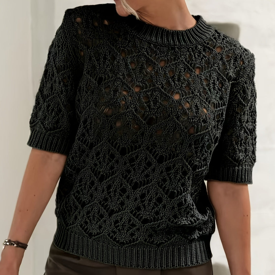 Zerelle | Women’s Short Sleeve Top with subtle open detailing throughout