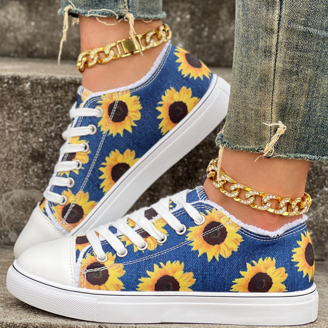 Florique | Women’s Lace-Up Trainers with floral statement design
