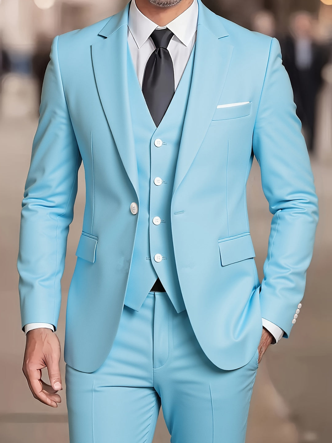Valmor | Men’s Three-Piece Suit featuring a refined trim outline