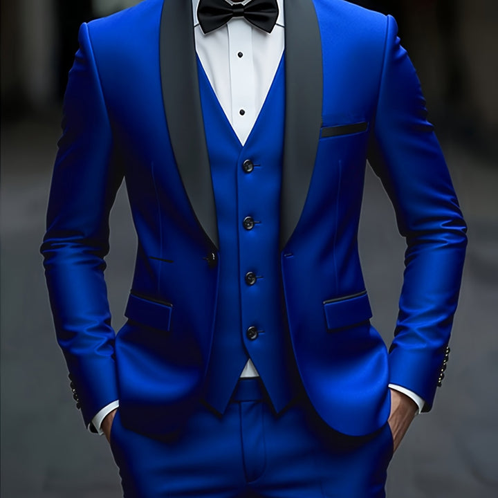 Rovian | Men’s Three-Piece Suit with contrast lapel ornament