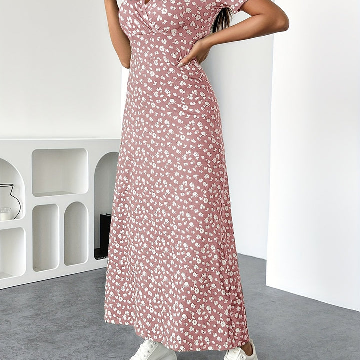Elyara | Women’s V-Neck Maxi Dress with wrap-style bodice and floral print