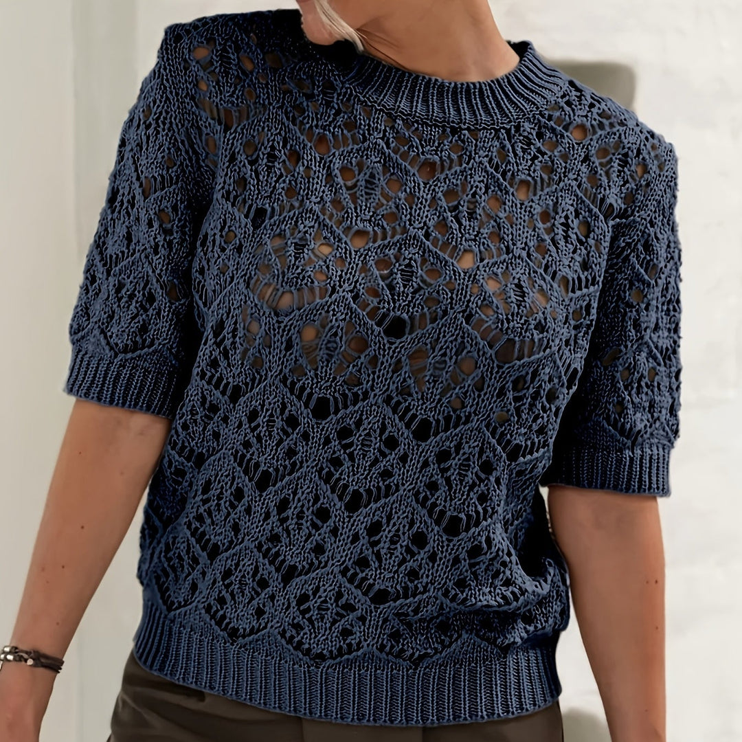 Zerelle | Women’s Short Sleeve Top with subtle open detailing throughout