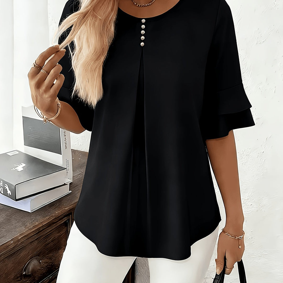 Zella | Women’s Blouse featuring Sleeve Overlay