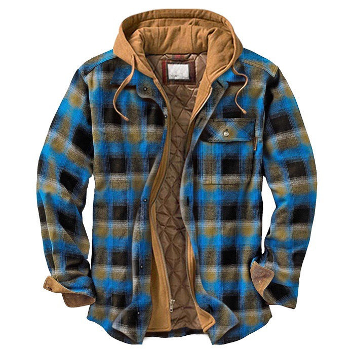 Trenvor | Men’s Hooded Shirt Jacket with plaid pattern