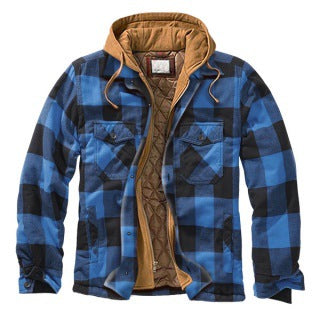 Trenvor | Men’s Hooded Shirt Jacket with plaid pattern