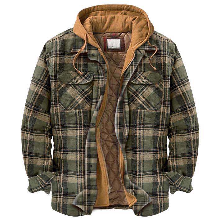 Trenvor | Men’s Hooded Shirt Jacket with plaid pattern