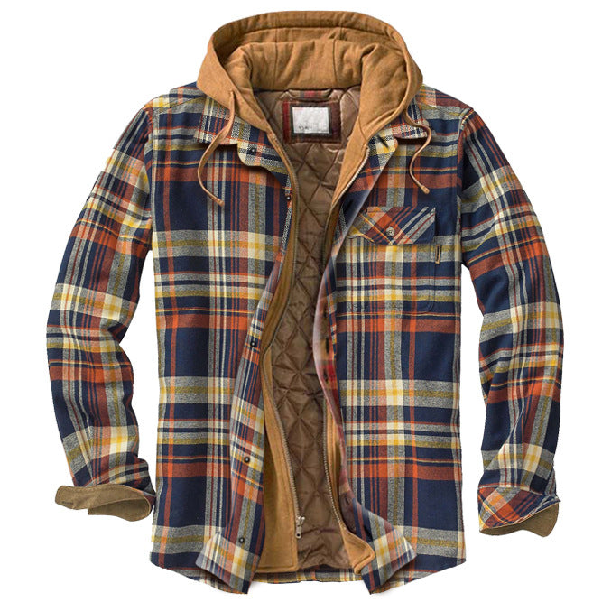 Trenvor | Men’s Hooded Shirt Jacket with plaid pattern