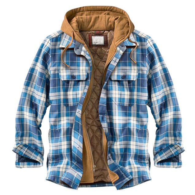 Trenvor | Men’s Hooded Shirt Jacket with plaid pattern
