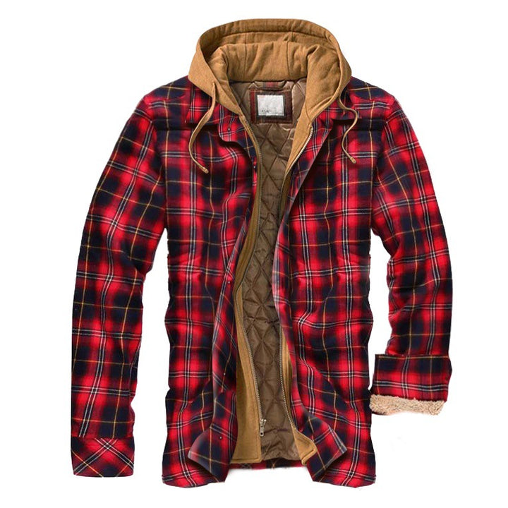 Trenvor | Men’s Hooded Shirt Jacket with plaid pattern