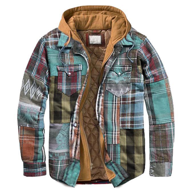 Trenvor | Men’s Hooded Shirt Jacket with plaid pattern