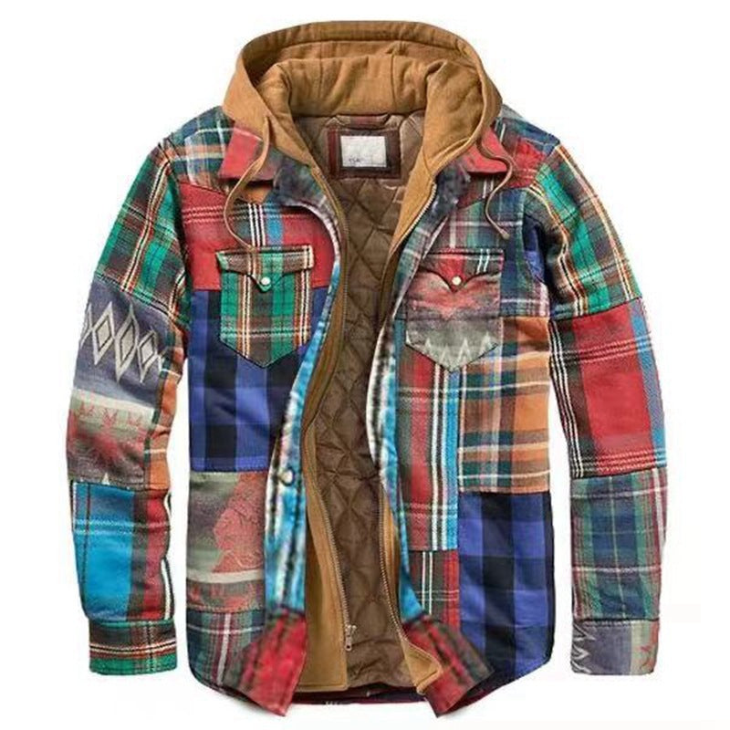 Trenvor | Men’s Hooded Shirt Jacket with plaid pattern