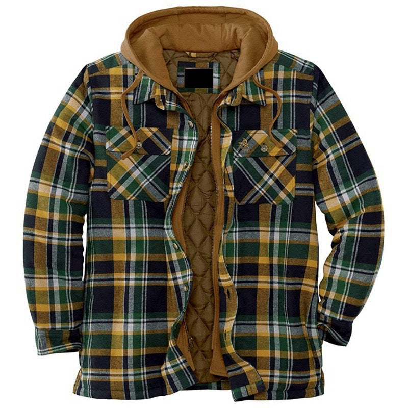 Trenvor | Men’s Hooded Shirt Jacket with plaid pattern