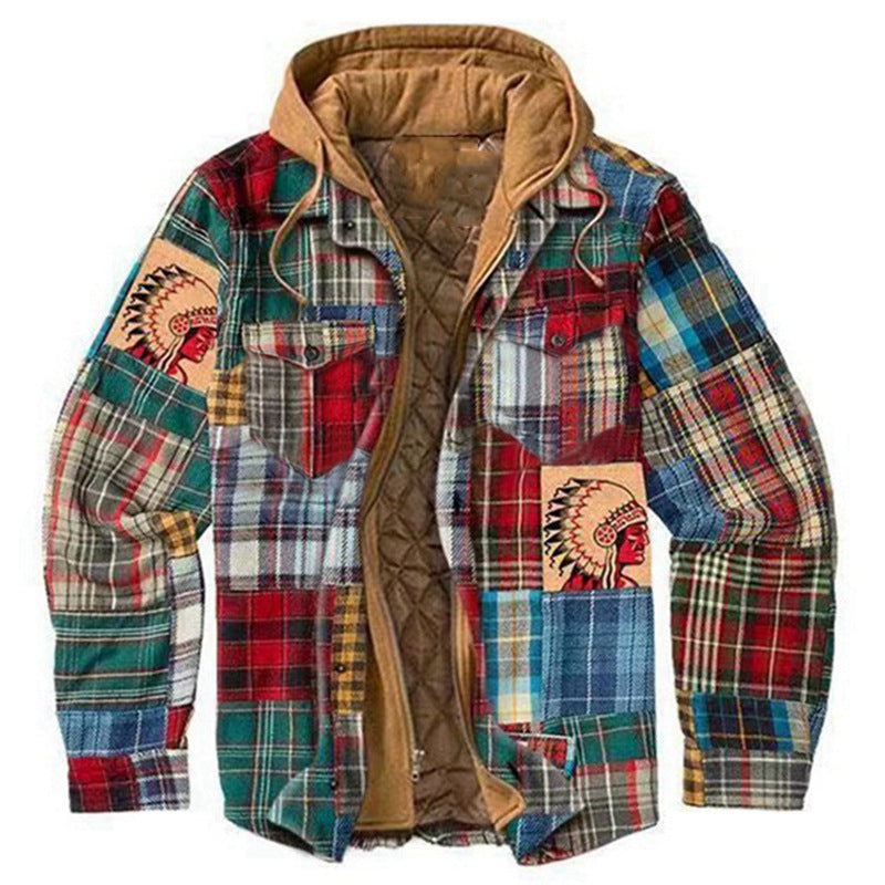 Trenvor | Men’s Hooded Shirt Jacket with plaid pattern