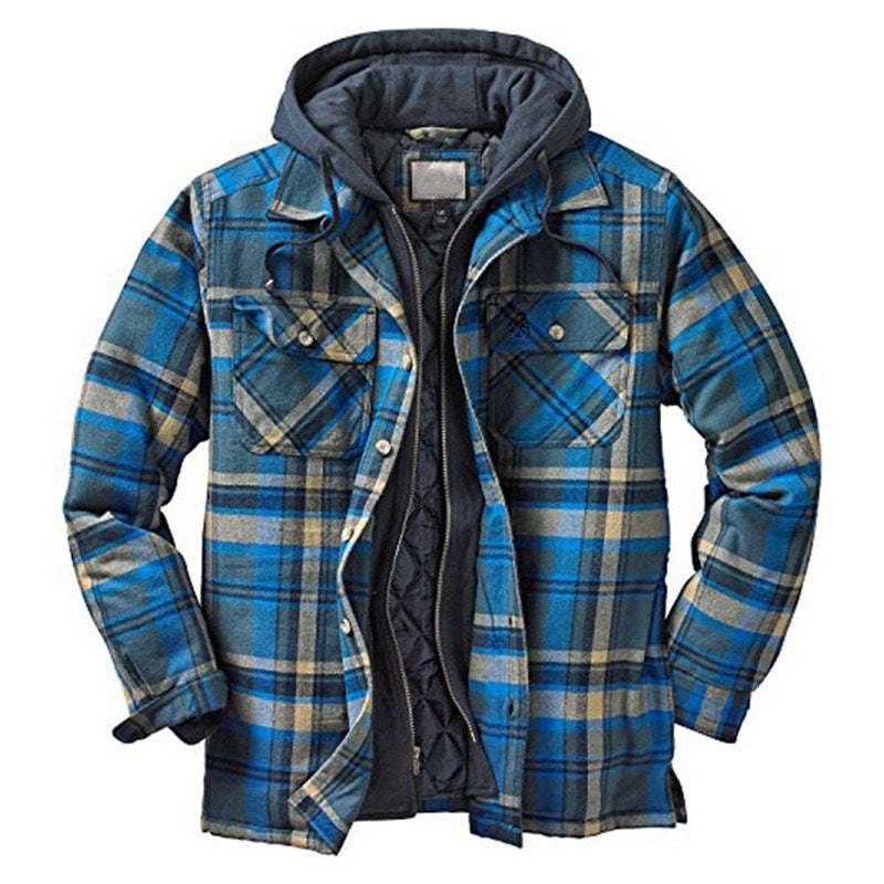 Trenvor | Men’s Hooded Shirt Jacket with plaid pattern