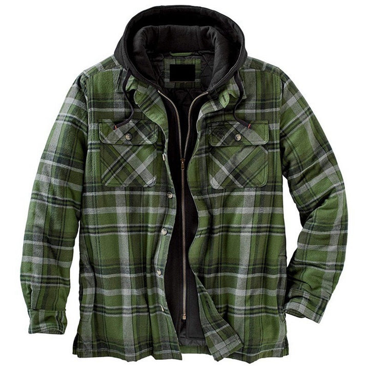 Trenvor | Men’s Hooded Shirt Jacket with plaid pattern