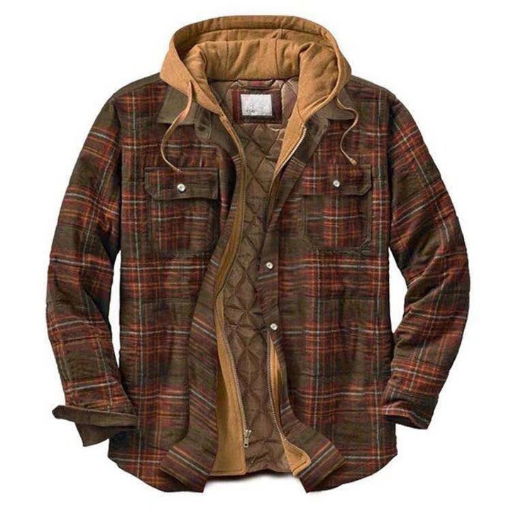 Trenvor | Men’s Hooded Shirt Jacket with plaid pattern
