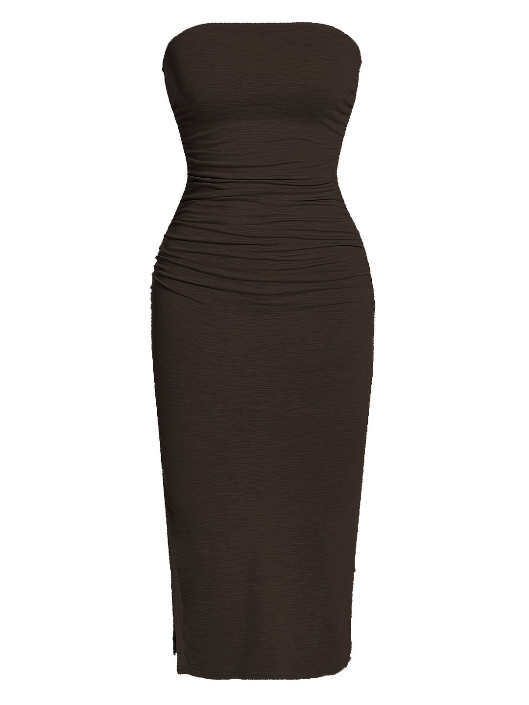 Zorelle | Women’s Strapless Midi Dress with ruched detail and side slit