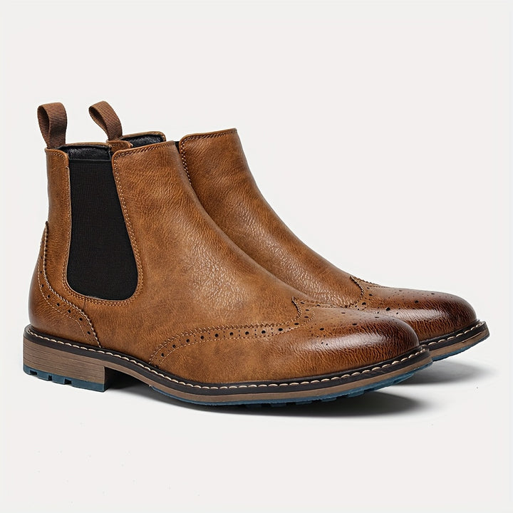 Eryndel | Men’s Classic Slip-on Boots with perforated toe styling concept